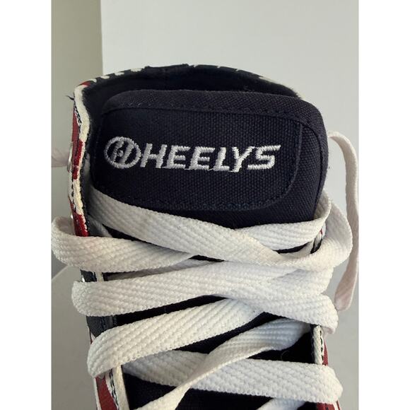 Heelys Hustle American Flag Skate Shoes Mens 8 Red White Blue Hi Top Wheeled EUC